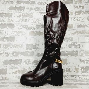 NEW Torgeis Women's Athena Brown Block Chunky Heel Tall Boots E696